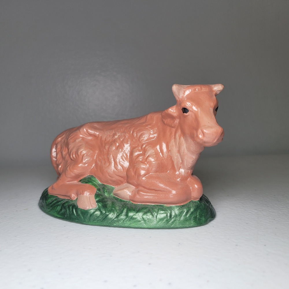 Pacific Mold Cow Vintage‎ Ceramic Nativity Piece Reclining Figurine Brown 4.5"